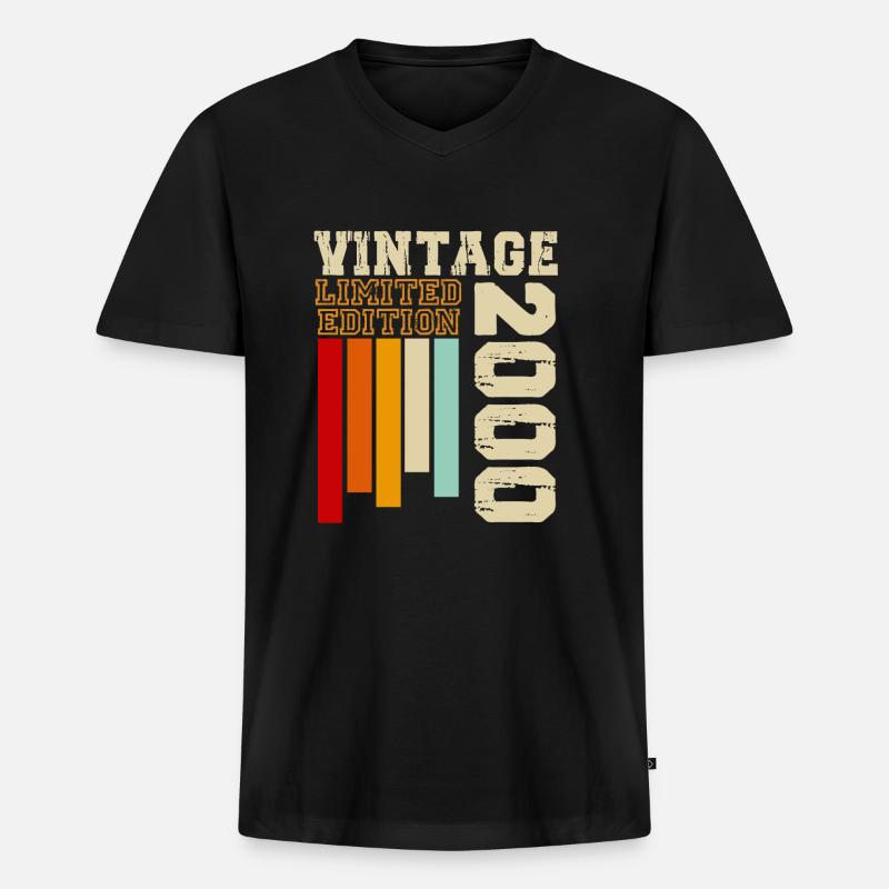 2000 - Männer Premium Bio T-Shirt mit V-Ausschnitt - Schwarz