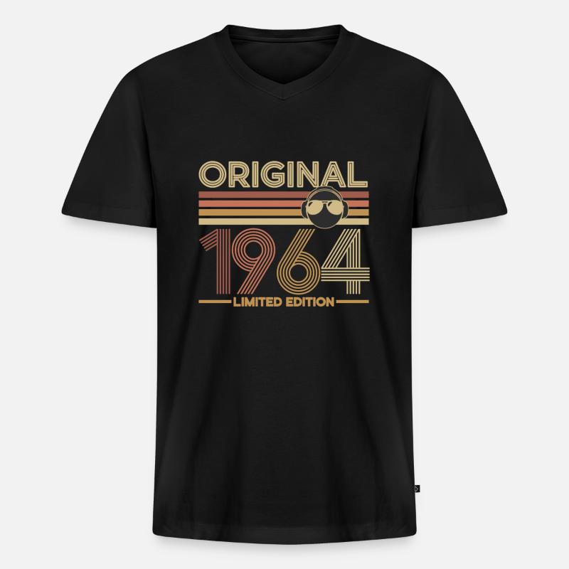 1964 - Männer Premium Bio T-Shirt mit V-Ausschnitt - Schwarz