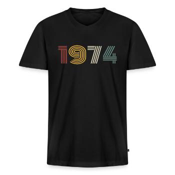 1974 Retro Style 1974 Geburtstag 1974 Vintage - Männer Premium Bio T-Shirt mit V-Ausschnitt - Schwarz - Vorne - Nico (187cm)