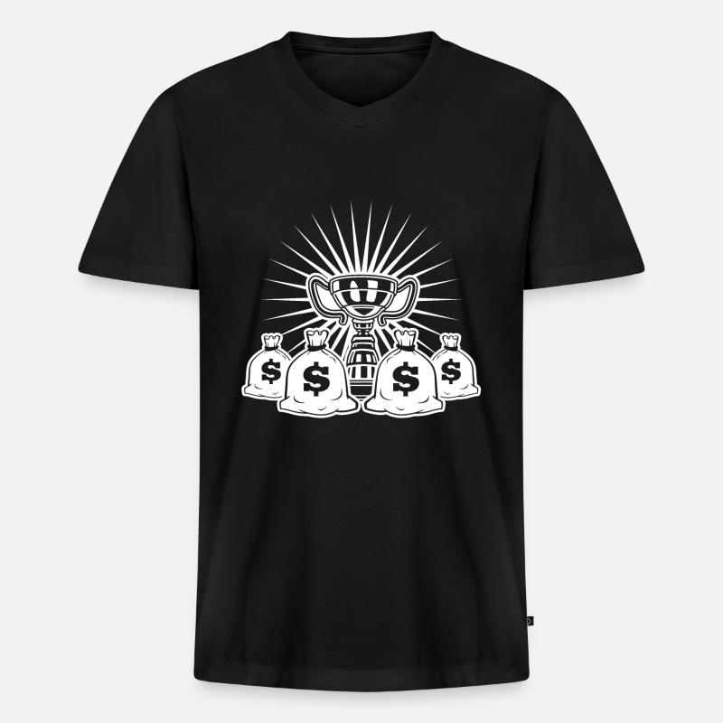 gewinner pokal sieger geld - Männer Premium Bio T-Shirt mit V-Ausschnitt - Schwarz