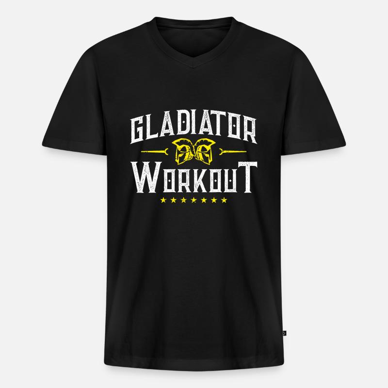 spartan gladiator workout - Männer Premium Bio T-Shirt mit V-Ausschnitt - Schwarz