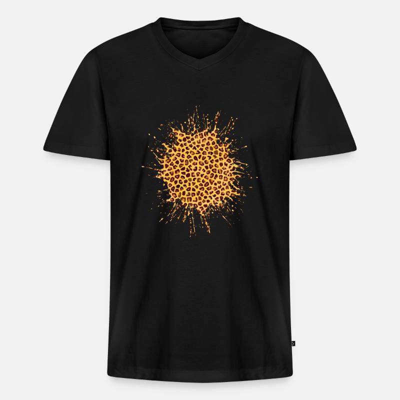 farbklecks animal print - Männer Premium Bio T-Shirt mit V-Ausschnitt - Schwarz