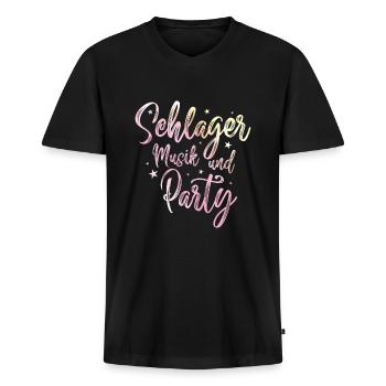 Schlager party musik bunt - Männer Premium Bio T-Shirt mit V-Ausschnitt - Schwarz - Vorne - Nico (187cm)