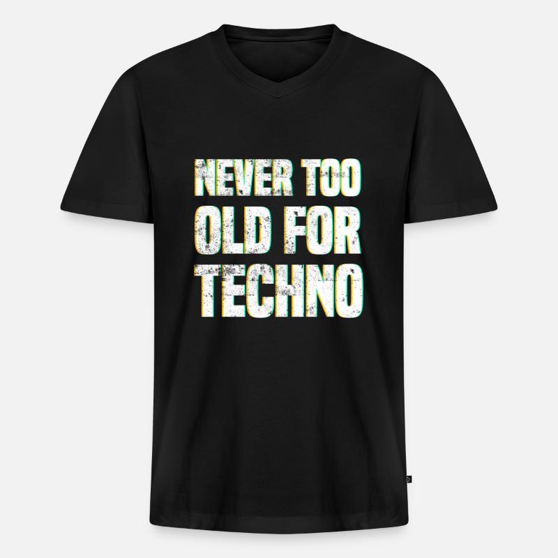 Techno Spruch - Männer Premium Bio T-Shirt mit V-Ausschnitt - Schwarz