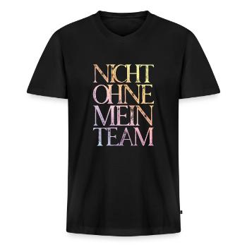 nicht ohne mein team - Männer Premium Bio T-Shirt mit V-Ausschnitt - Schwarz - Vorne - Nico (187cm)