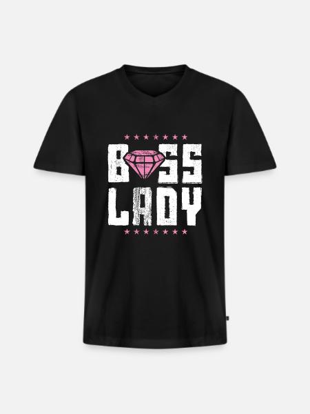 Boss lady boss - Premium økologisk T-shirt med V-hals til mænd - sort