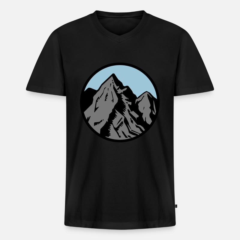 berge symbol - Männer Premium Bio T-Shirt mit V-Ausschnitt - Schwarz