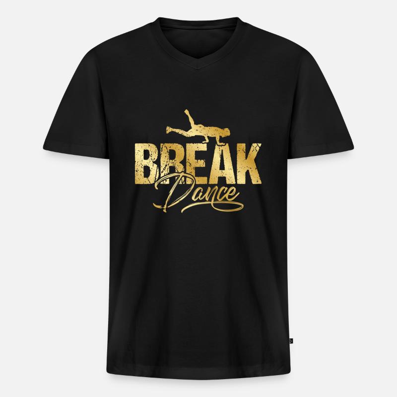 Breakdance Breakdancing Gold - Männer Premium Bio T-Shirt mit V-Ausschnitt - Schwarz