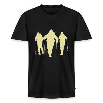 Nordic Walking Silhouette Team - Männer Premium Bio T-Shirt mit V-Ausschnitt - Schwarz - Vorne - Nico (187cm)