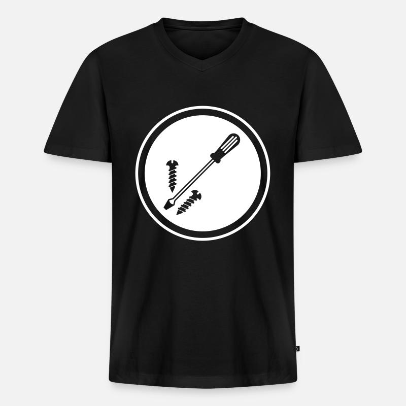 Schraubenzieher Symbol - Männer Premium Bio T-Shirt mit V-Ausschnitt - Schwarz