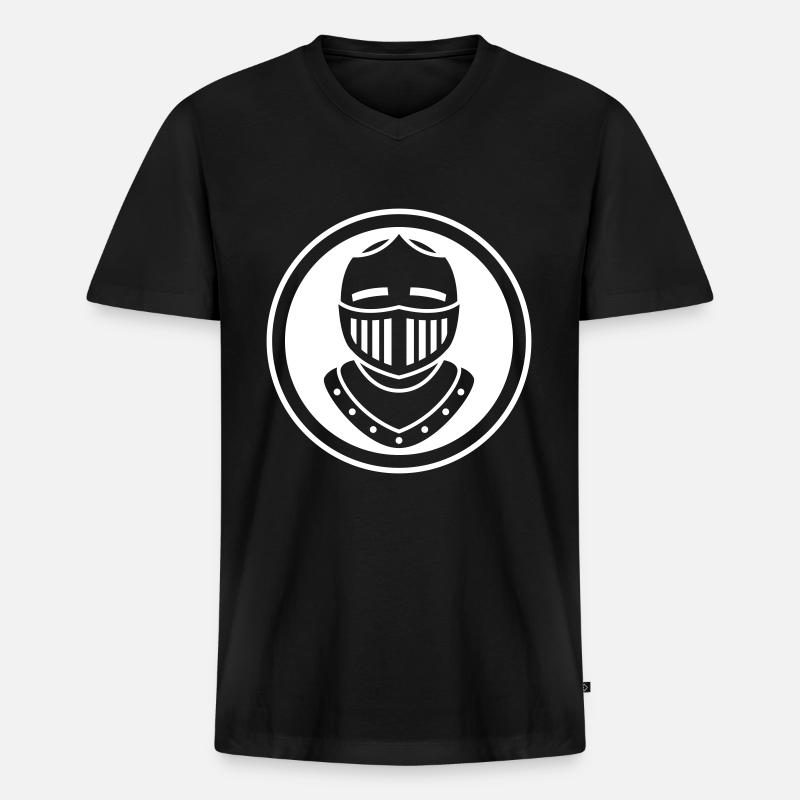 Ritter Helm - Männer Premium Bio T-Shirt mit V-Ausschnitt - Schwarz