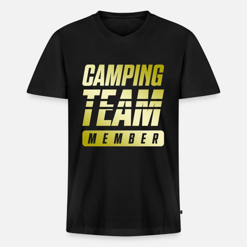 Camping Team - Männer Premium Bio T-Shirt mit V-Ausschnitt - Schwarz