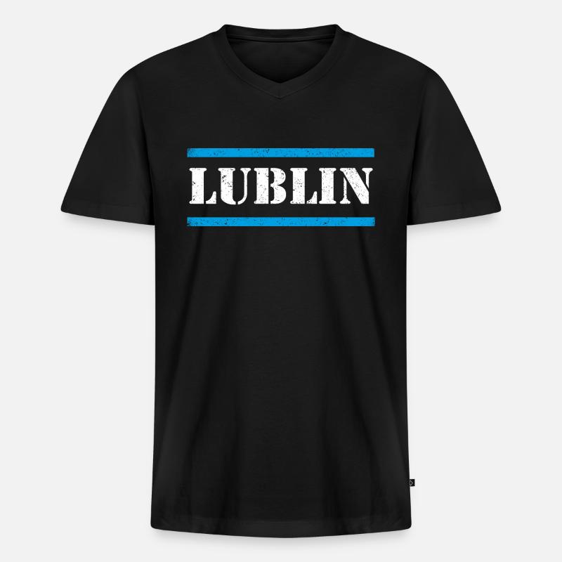 Lublin - Männer Premium Bio T-Shirt mit V-Ausschnitt - Schwarz