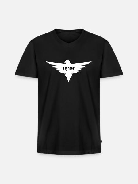 Adler - Männer Premium Bio T-Shirt mit V-Ausschnitt - Schwarz