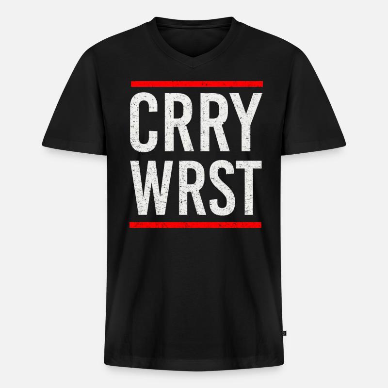 Currywurst Design im HipHop Style - Männer Premium Bio T-Shirt mit V-Ausschnitt - Schwarz