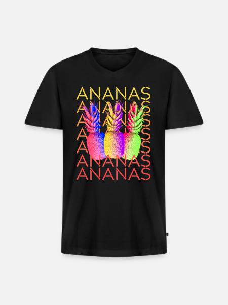 Ananas Sommer Frucht - Männer Premium Bio T-Shirt mit V-Ausschnitt - Schwarz