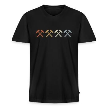 Vintage Bergbau - Glück auf - Kohlegrube - Männer Premium Bio T-Shirt mit V-Ausschnitt - Schwarz - Vorne - Nico (187cm)