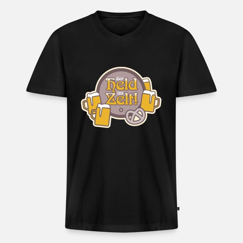 der Held im Zelt - Männer Premium Bio T-Shirt mit V-Ausschnitt - Schwarz