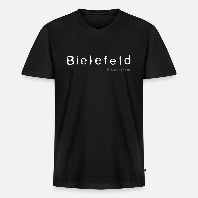 Bielefeld - it`s out there - Männer Premium Bio T-Shirt mit V-Ausschnitt - Schwarz