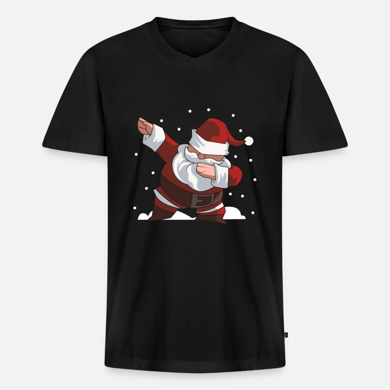 Dabbing Weihnachtsmann dab - Männer Premium Bio T-Shirt mit V-Ausschnitt - Schwarz