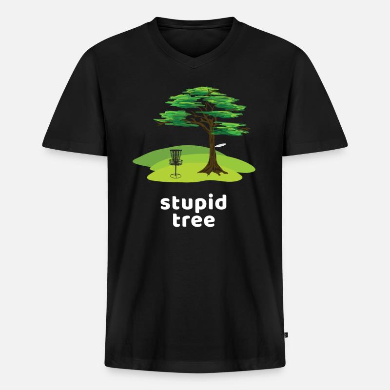 Dummer Baum Disc Golf - Männer Premium Bio T-Shirt mit V-Ausschnitt - Schwarz