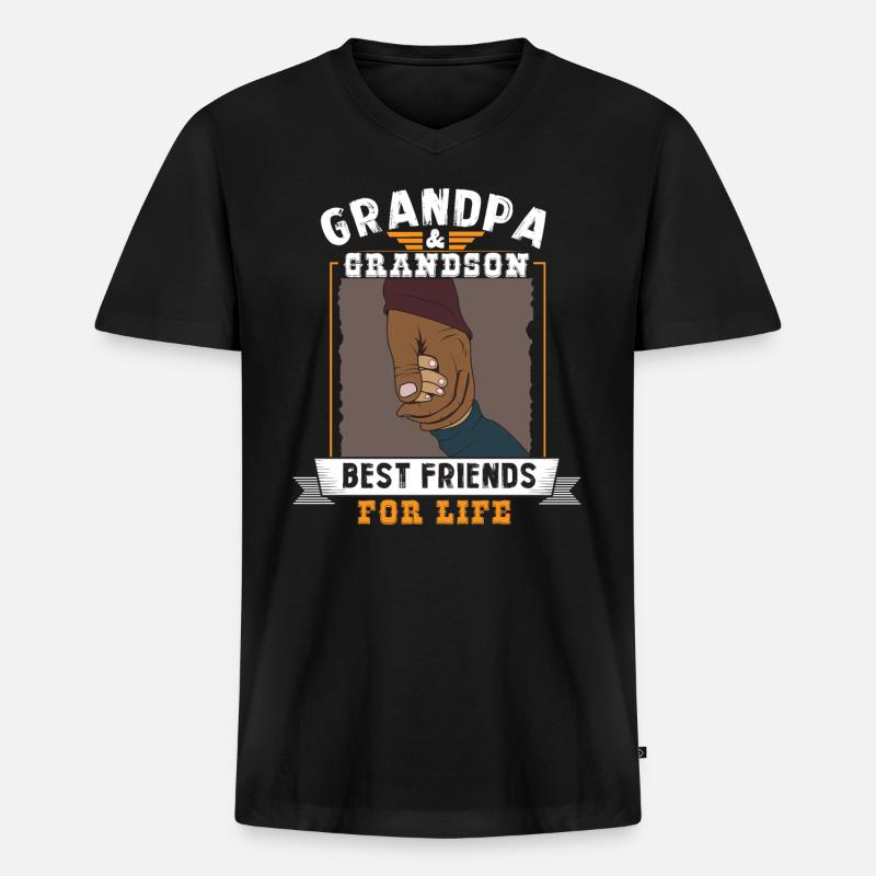 Opa und Enkel - Männer Premium Bio T-Shirt mit V-Ausschnitt - Schwarz