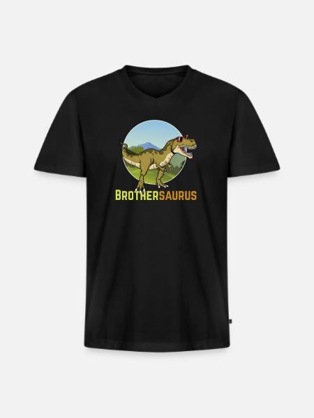 Brothersaurus - Men's Premium Organic T-shirt with V-neck - black