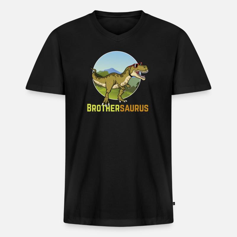 Brothersaurus - Männer Premium Bio T-Shirt mit V-Ausschnitt - Schwarz