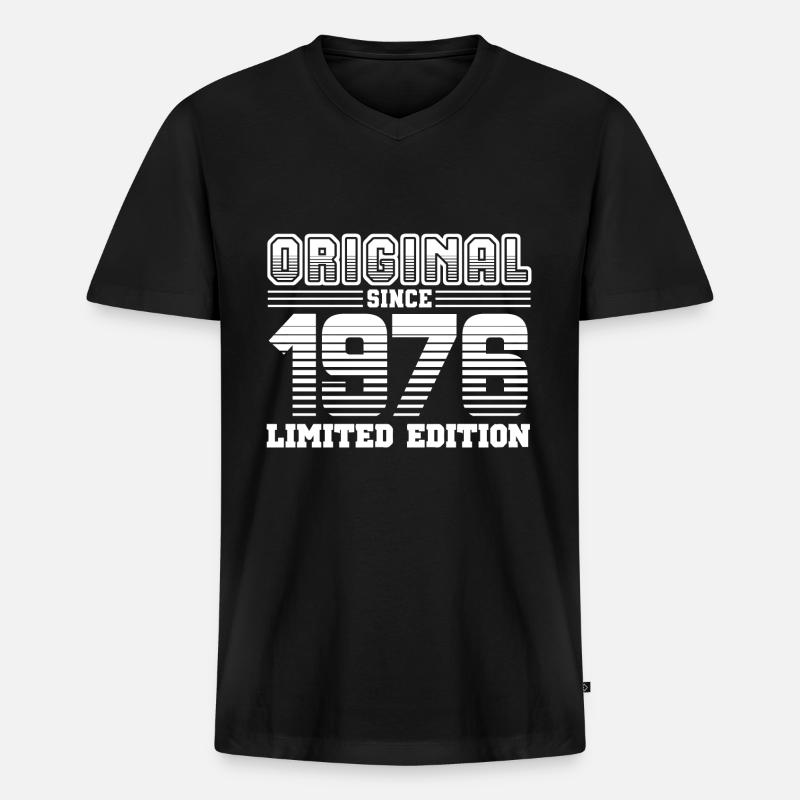 1976 - Männer Premium Bio T-Shirt mit V-Ausschnitt - Schwarz