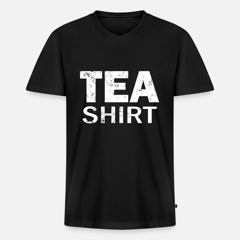 Tee-Hemd - Männer Premium Bio T-Shirt mit V-Ausschnitt - Schwarz