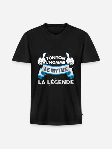Tonton Extra La Légende - T-shirt encolure en V Premium bio Homme - noir