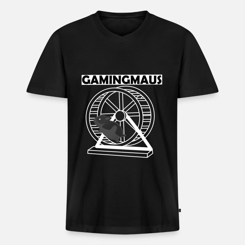 Gamingmaus Geschenk - Männer Premium Bio T-Shirt mit V-Ausschnitt - Schwarz