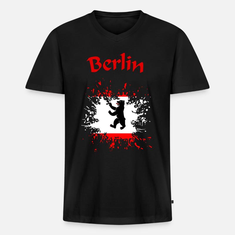 Berlin - Männer Premium Bio T-Shirt mit V-Ausschnitt - Schwarz