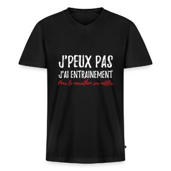 T-shirt/accessoires - T-shirt encolure en V Premium bio Homme - noir - Devant - Nico (187cm)