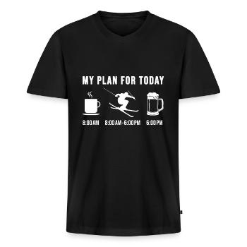 Skifahrer Skigebiet Skiurlaub Skifahrer Geschenke - Männer Premium Bio T-Shirt mit V-Ausschnitt - Schwarz - Vorne - Nico (187cm)
