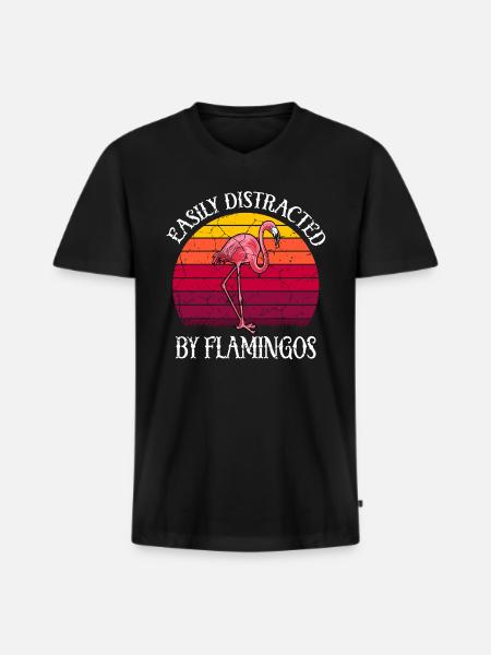 Flamingo-Geistertier Flamingo-Liebhaber - Männer Premium Bio T-Shirt mit V-Ausschnitt - Schwarz