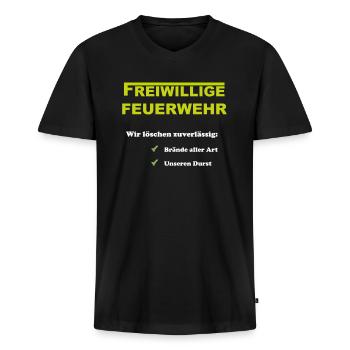 Freiwillige Feuerwehr lustiger Spruch Humor - Männer Premium Bio T-Shirt mit V-Ausschnitt - Schwarz - Vorne - Nico (187cm)