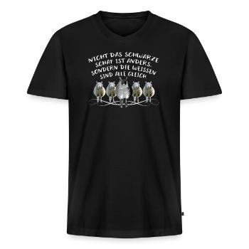 Schafe Spruch Weisheit schwarzes Schaf Einzigartig - Männer Premium Bio T-Shirt mit V-Ausschnitt - Schwarz - Vorne - Nico (187cm)
