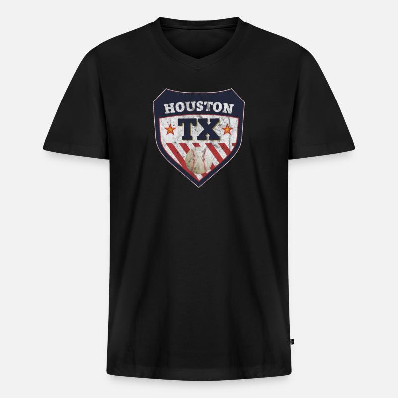Houston Texas Baseball Geschenk - Männer Premium Bio T-Shirt mit V-Ausschnitt - Schwarz
