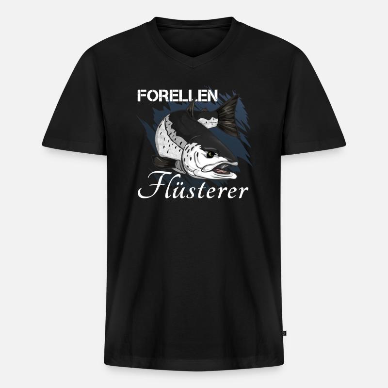Forellen Flüsterer - Männer Premium Bio T-Shirt mit V-Ausschnitt - Schwarz