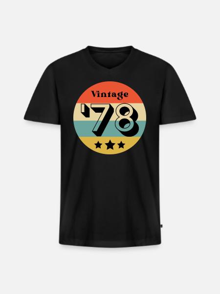 millésime 1978 - T-shirt encolure en V Premium bio Homme - noir