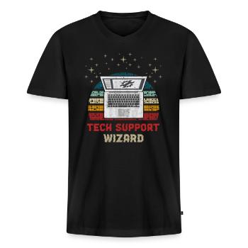 Computer Tech Support - Men's Premium Organic T-shirt with V-neck - black - Front - Nico (187cm)