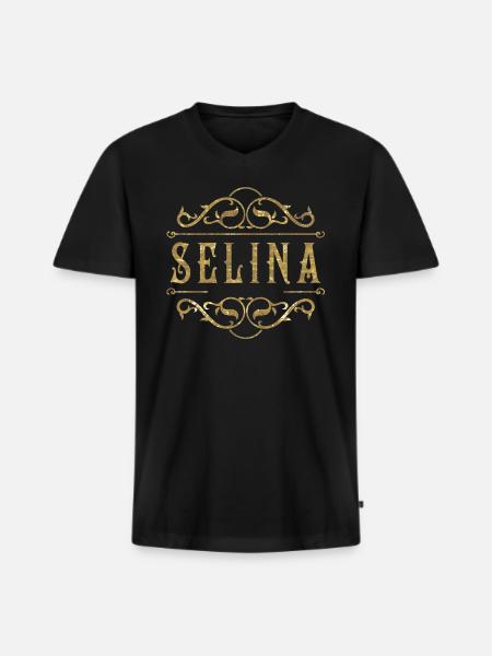 Selina gold - Men's Premium Organic T-shirt with V-neck - black