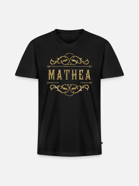 Mathea gold - Männer Premium Bio T-Shirt mit V-Ausschnitt - Schwarz