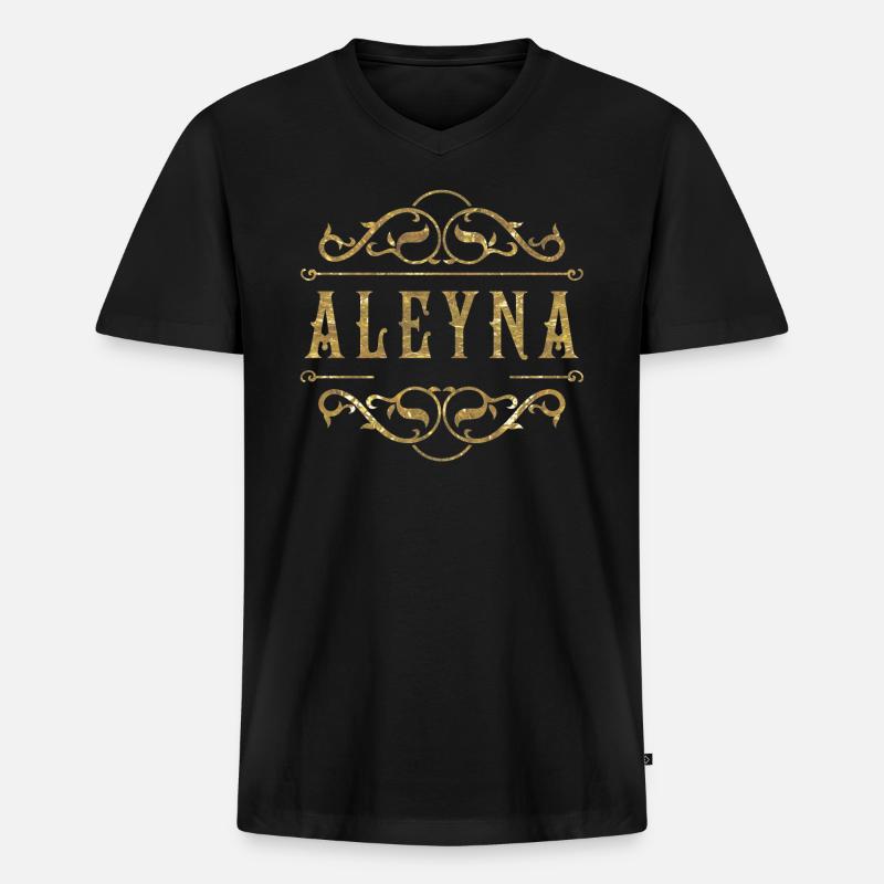 Aleyna gold - Männer Premium Bio T-Shirt mit V-Ausschnitt - Schwarz