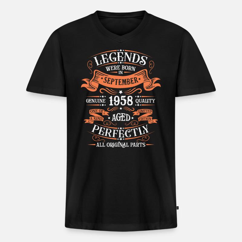 Authentisch & individuell seit September 1958 - Männer Premium Bio T-Shirt mit V-Ausschnitt - Schwarz