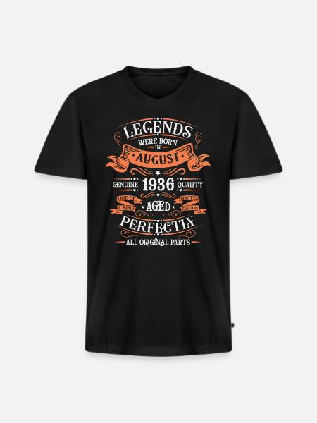 August 1936 Birthday Man - Men's Premium Organic T-shirt with V-neck - black