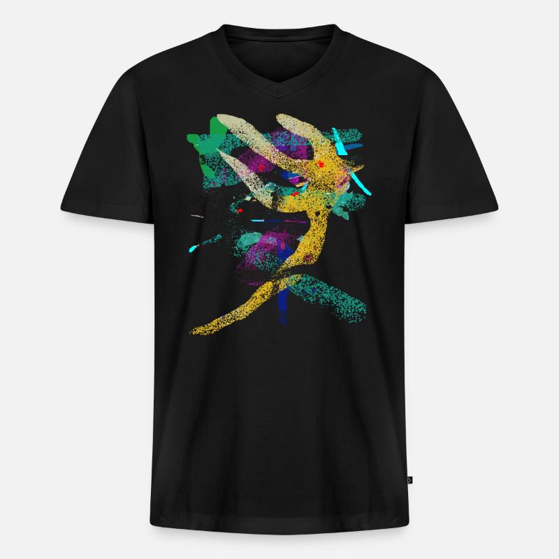 Kunst Muster - Männer Premium Bio T-Shirt mit V-Ausschnitt - Schwarz