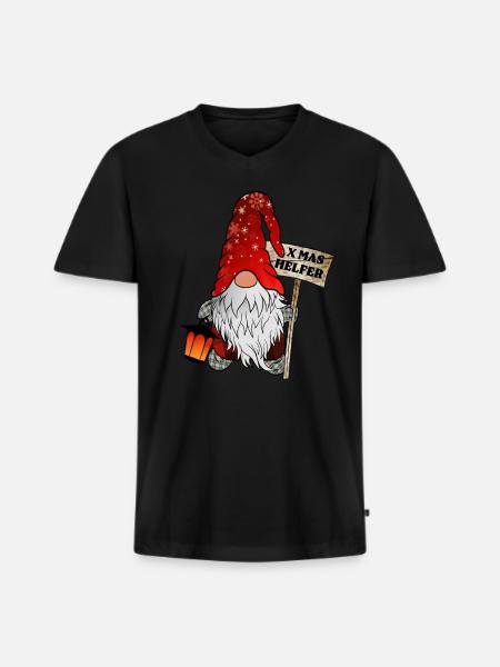 Helper Gnome Christmas Gnome - Men's Premium Organic T-shirt with V-neck - black