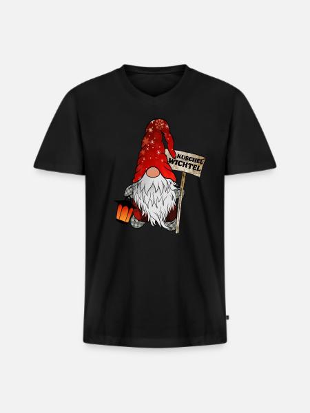Cuddle Gnome Christmas Gnome - Men's Premium Organic T-shirt with V-neck - black